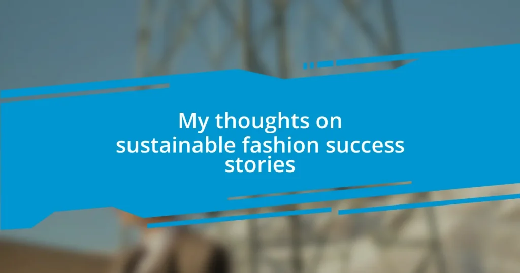 My thoughts on sustainable fashion success stories